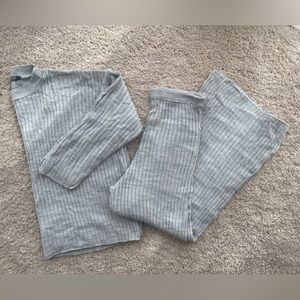 Nasty Gal two piece ribbed crew neck & high waisted flare lounger. Oversized